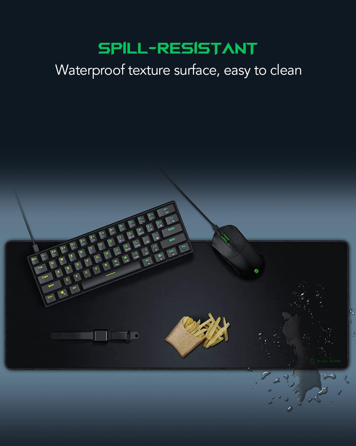 Black Shark Gaming Mouse Pad Desk Mat (31.5” x 11.8” x 0.15”) Mousepad with Superfine Fiber Surface Smooth, Non-Slip Rubber Base, Office Decor for Gamers, Office, Desk Pad Manta P2 - Image 5