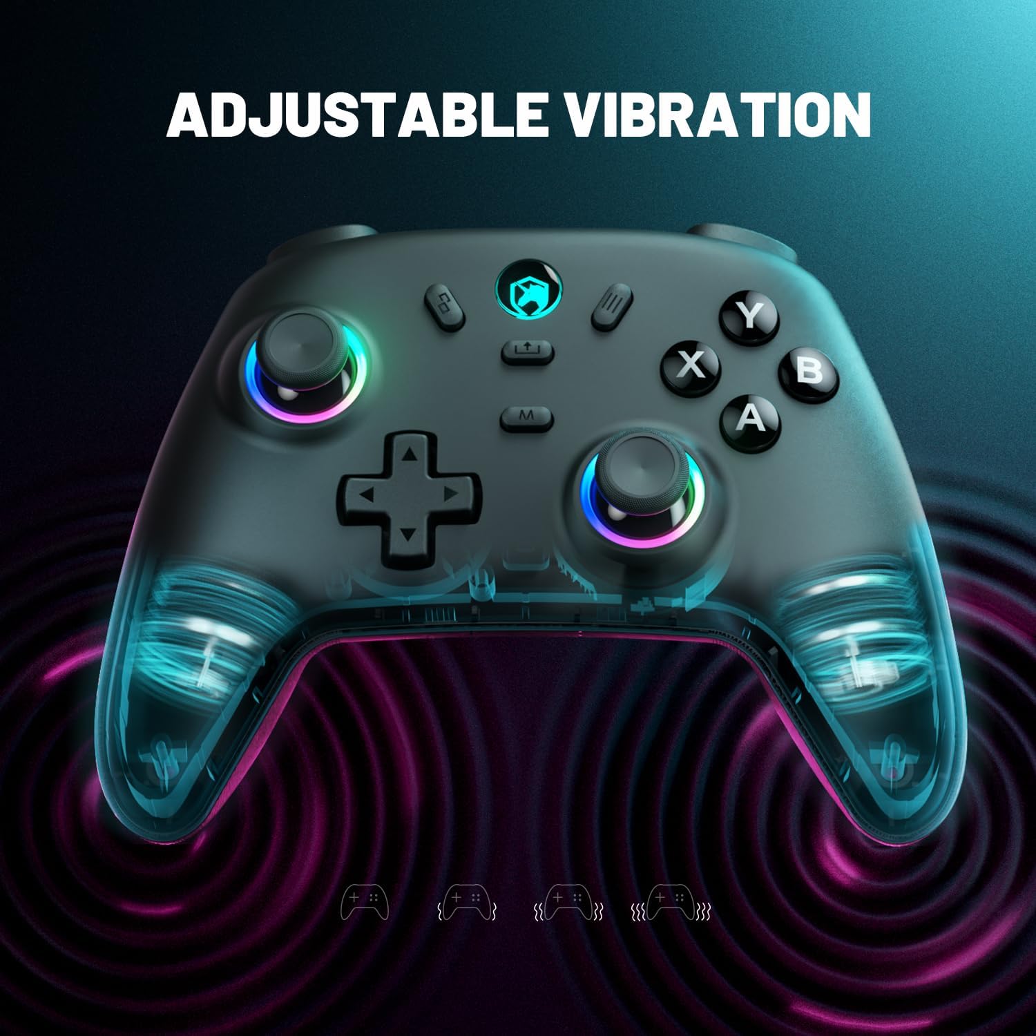 ECHTPower Wireless PC Gaming Controller - Hall Effect Joystick, 2.4G & Wired 1000Hz Polling Rate, 800mAh Battery, Adjustable Turbo/Vibration - for PC/Switch/iOS/Android - Image 6
